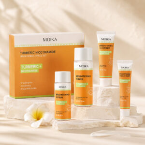 home turmeric + nicotinamide brightening skincare set 4 step glow solution
